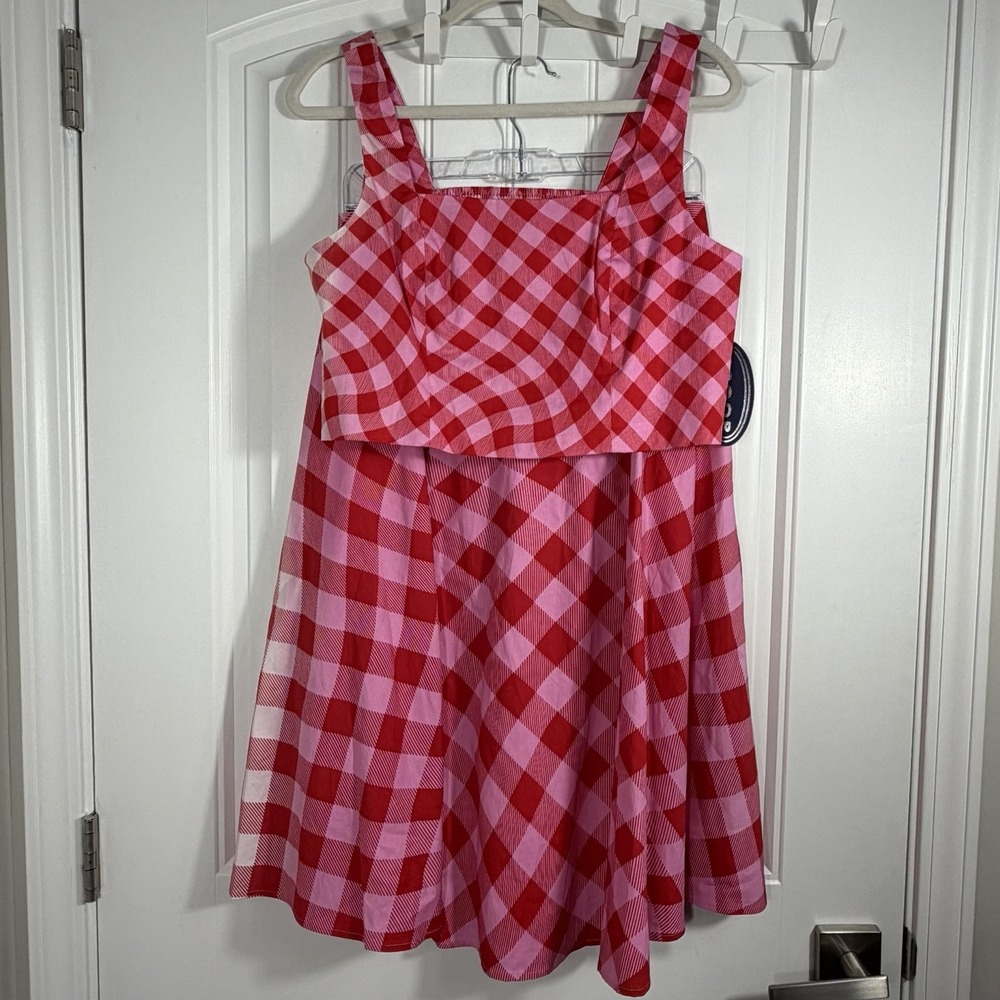 Scoop Pink Red Gingham Crop Top & Midi Skirt Set Size M 8-10 Cottagecore